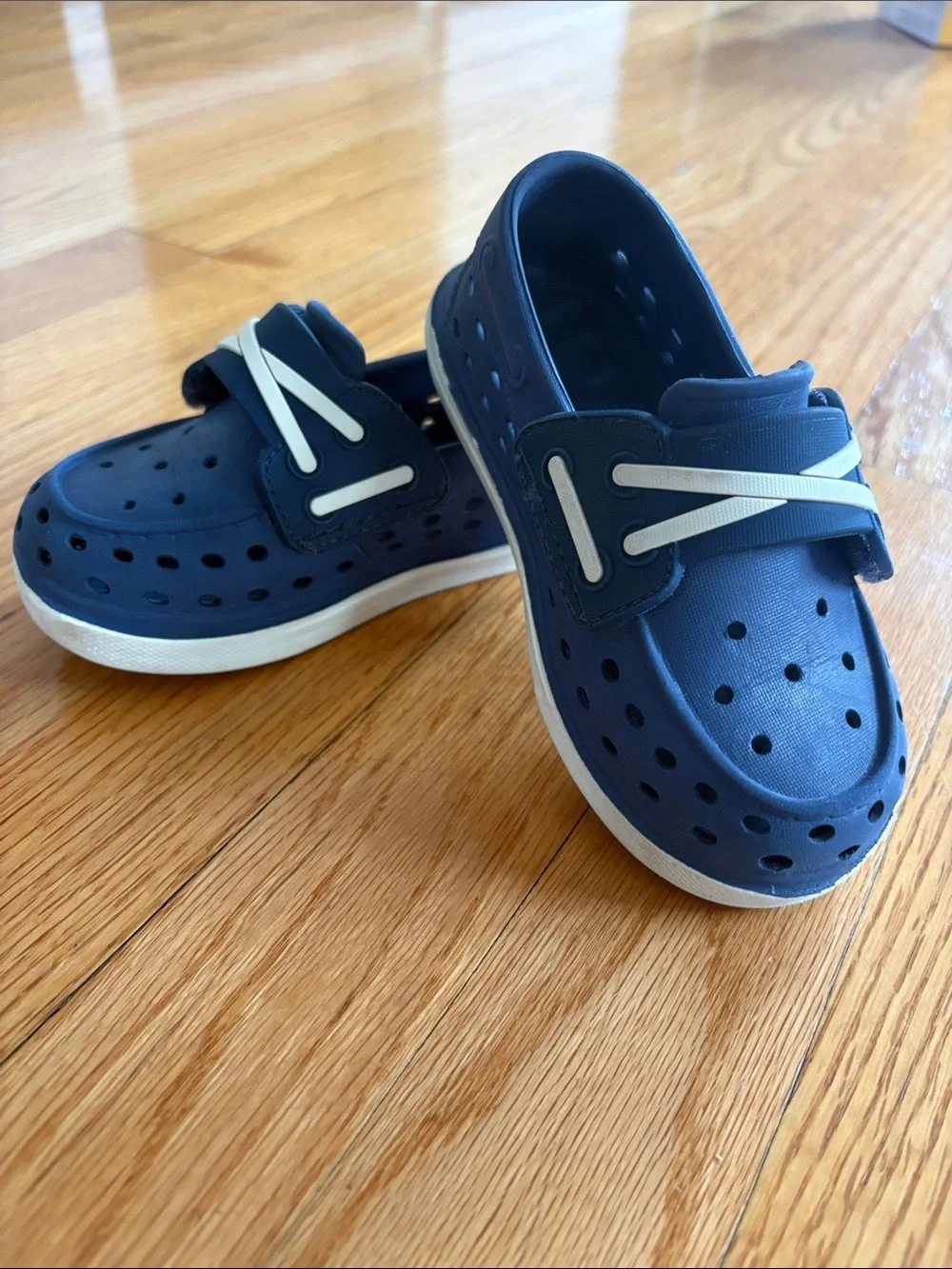Sperry Kids Navy Blue Vented Slip-On Water Shoes with White Lace Accent